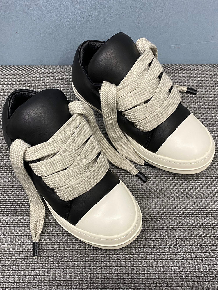Custom-made Rick Owen Leather Platform Bread Sneakers BAPESTALOW Padded Shoes Inflatable
