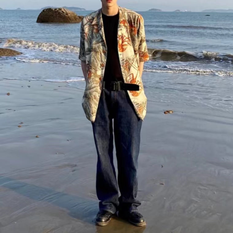 Self-made Yohji 97ss Archive Collection -Ink Lobster Hawaiian Shirt Suit Jackets
