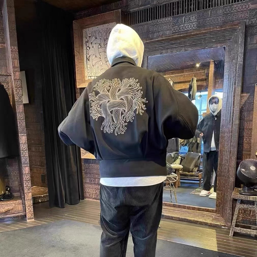 Self-made Nemeth Rope-Knit Back Wool Jacket - Curved Blade Design Coat