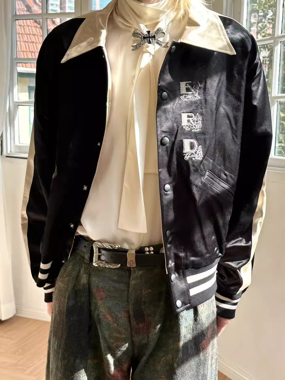 ERD AW24 'Opium Den' Varsity Jacket - Silk Court Embroidery Baseball Coat