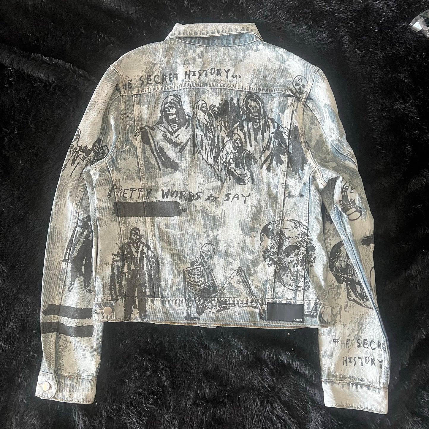 Self-made AMIRI 22FW Skull Reaper Graffiti Jackets - Hand Painted Waxed Denim