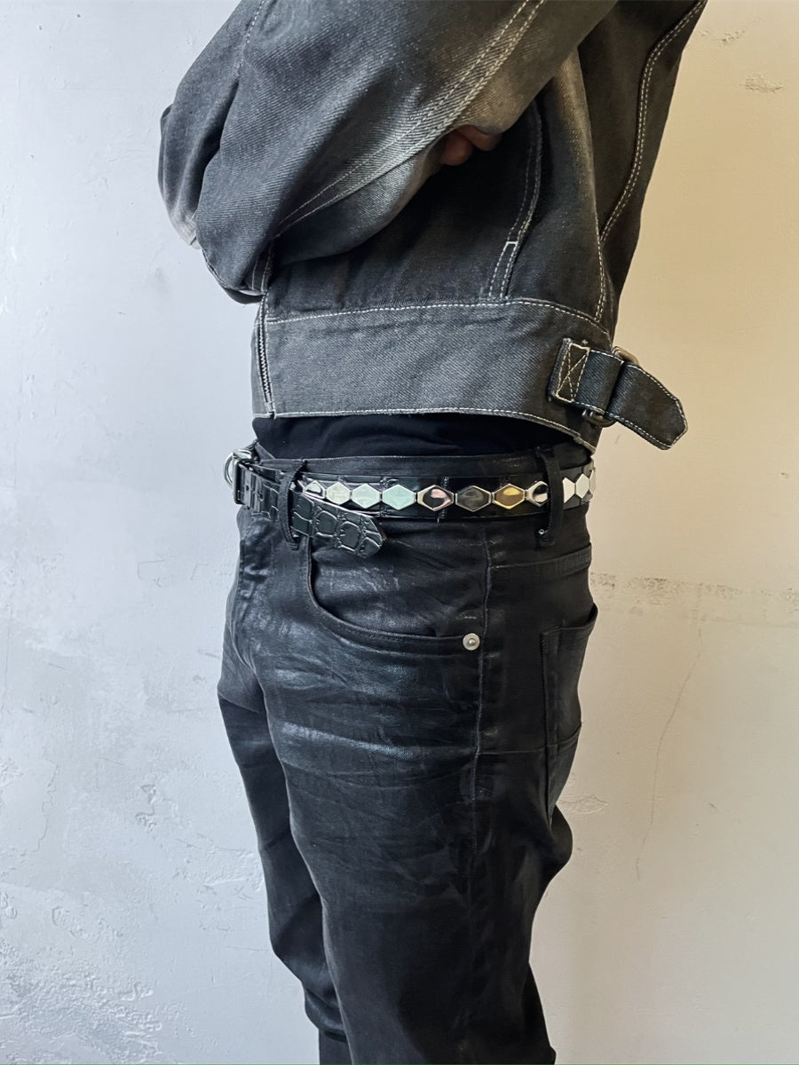 UNDERCOVER AW06 AFFA Archive Belt Scale-Embossed Crocodile Leather Armor Plating