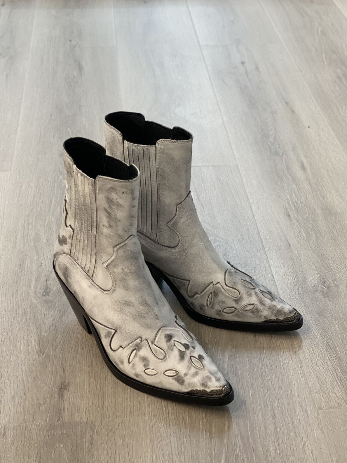 Top-Grain Leather Sole Chelsea Boots -Handcraft Distressed Western Metal Toe Cap