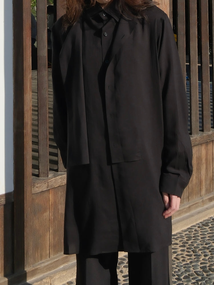 Self-made Yohji Darkwear Shirt - Double Placket Court Collar Blouse (Core Collection)