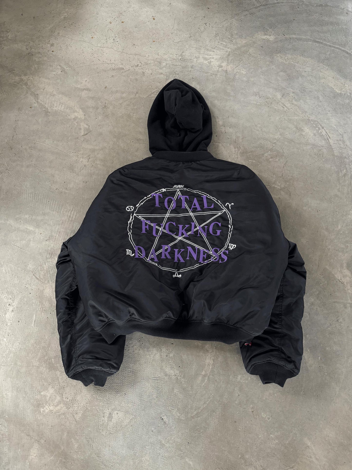 Donclickin VET TFD Pentagram Homme Bomber – Oversized Heavyweight Padded Jacket