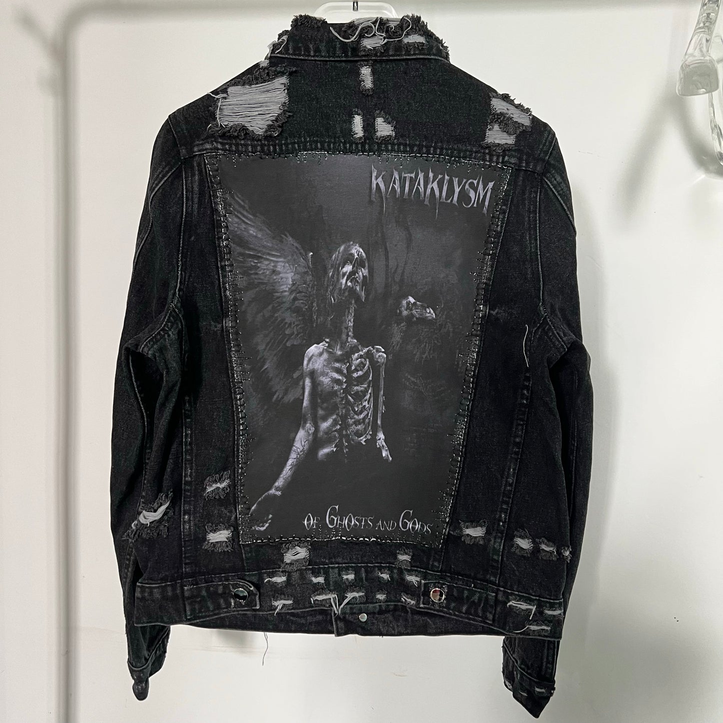 AMIRI Kill Back Denim Jacket - High Street Raw Hem Random Embroidered Patches