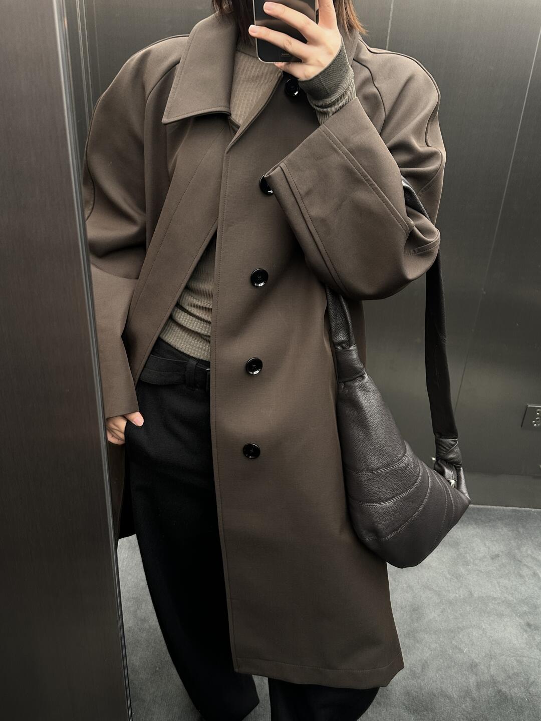 Self-made 24FW Lemaire Wool Blend Coat – Heavyweight Raglan Long Trench