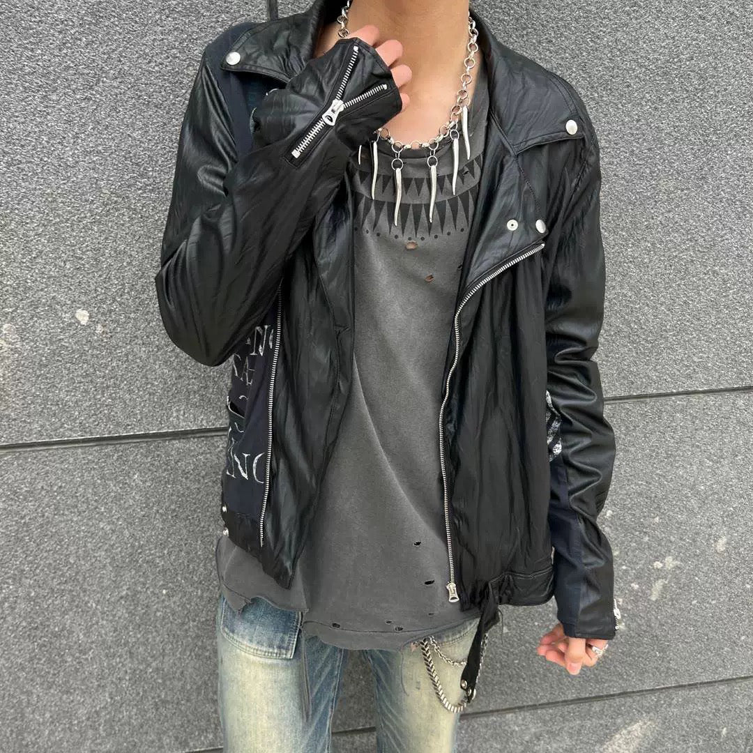 Donclickin undercover 06SS Leather Biker Jacket – Vintage Punk High-Street Zip