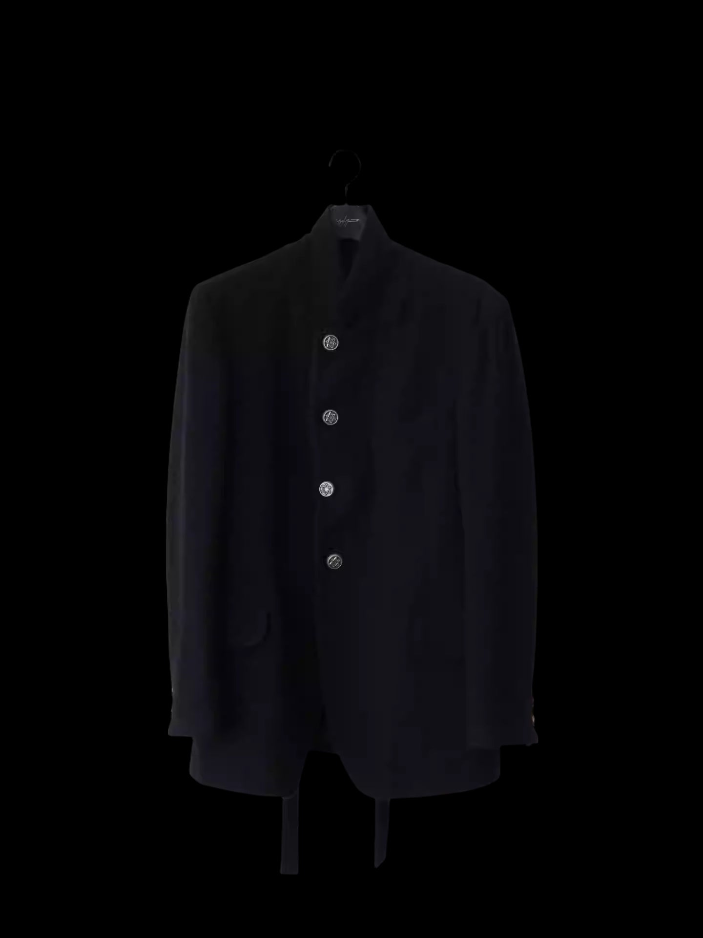 Custom-made Yohji Yamamoto Dark 100% Wool Blazer Hexagram Silver Buttons Jackets