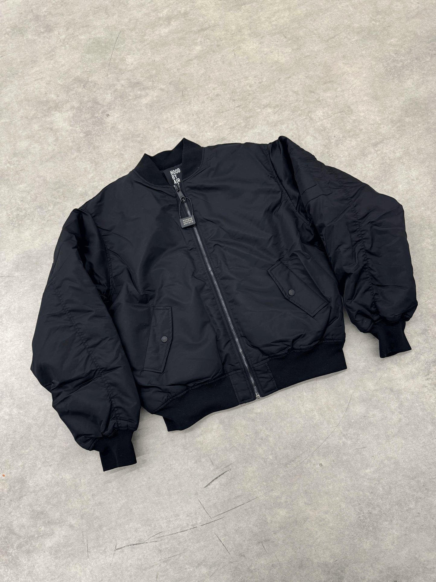 Self-made Hood By Air Fringe Bomber – HBA Embroidered Slogan Jacket