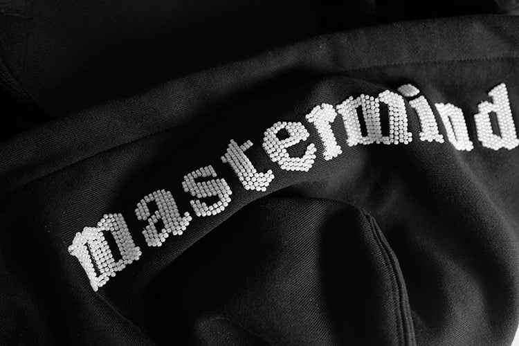 MASTERMIND Dark Skull Bead Embroidery Heavyweight Loose Fit Zip-Up Hoodie