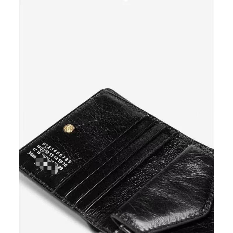 21SS Oiled Leather Wallet Card Holder – MMM Vibe Classic Four-Stitch Design