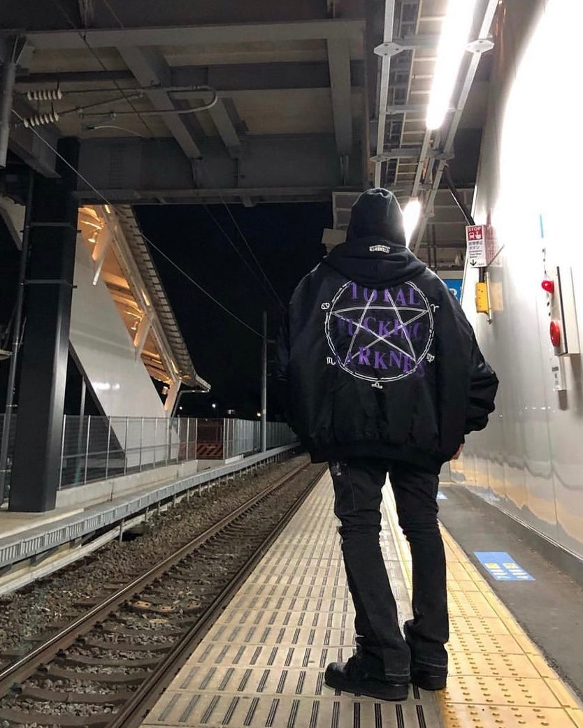 Donclickin VET TFD Pentagram Homme Bomber – Oversized Heavyweight Padded Jacket