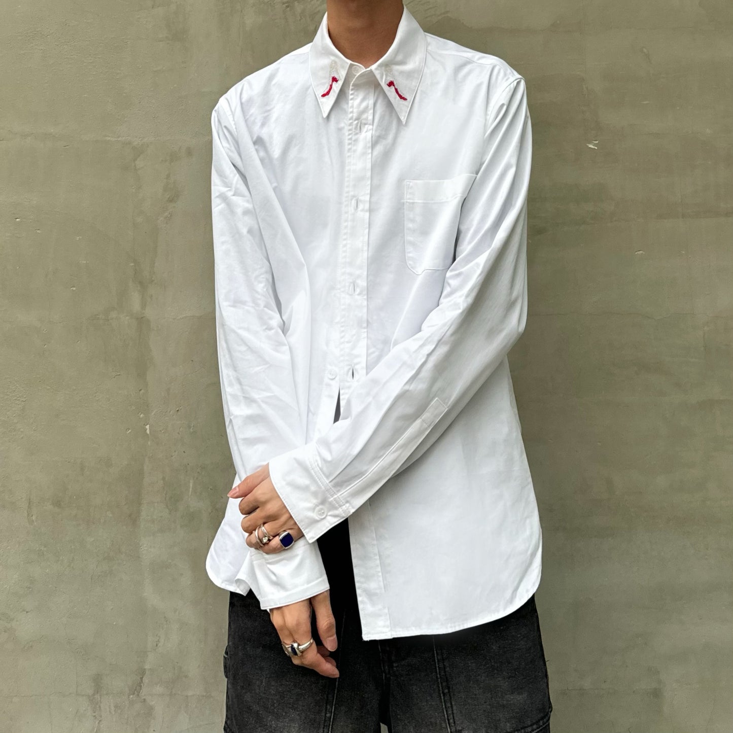 Self-made Yohji Dark Angel Wing Shirt – 02AW Archive Embroidered Design