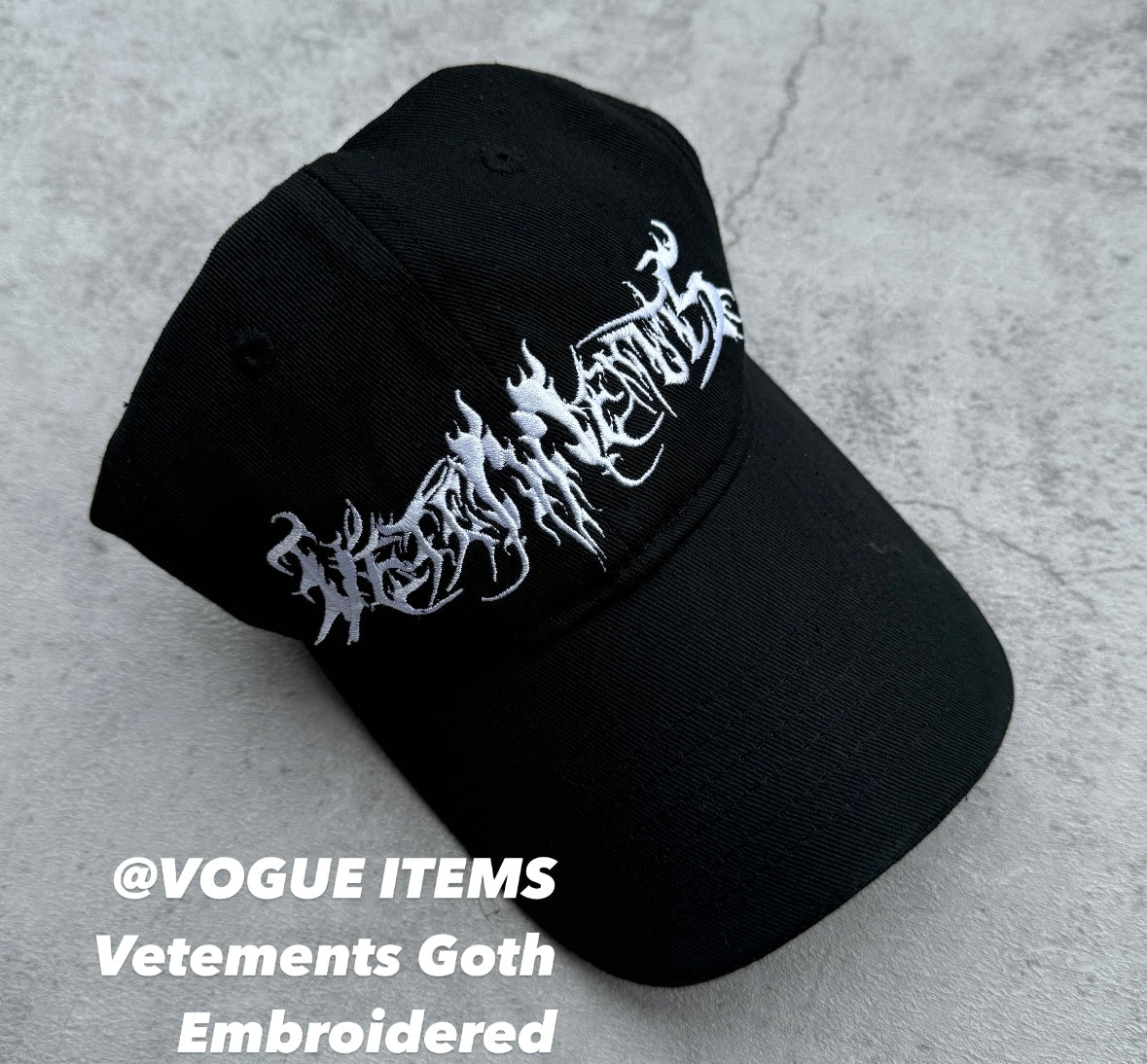 Vetements Gothic Embroidered Hat – Pentagram & Sanskrit Grailed Edition