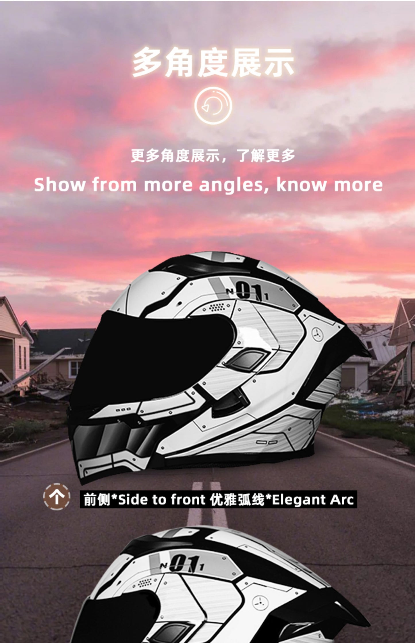 Mecha / 3C DOT Full Face Dual Visors Unisex /Bluetooth Motorcycle Helmet