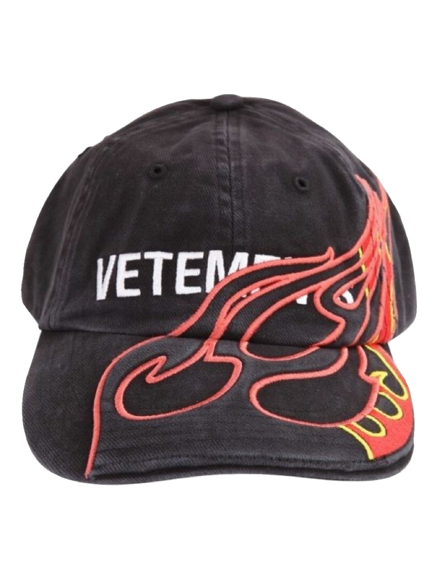Vetements Flame Embroidered Baseball Cap – Long Brim Kanye Edition Unisex