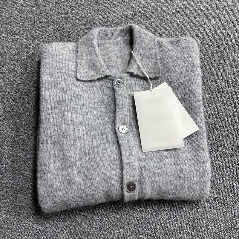 donclick 24FW Our Legacy Mohair Wool Blend Cardigan Light Grey Relaxed Fit Knit