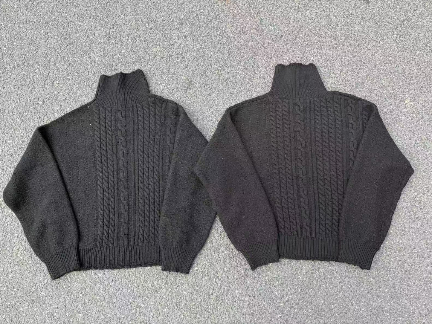ERD AW24 Runway Turtleneck Sweater - Old Money Vibe 100% Wool Cable Knit