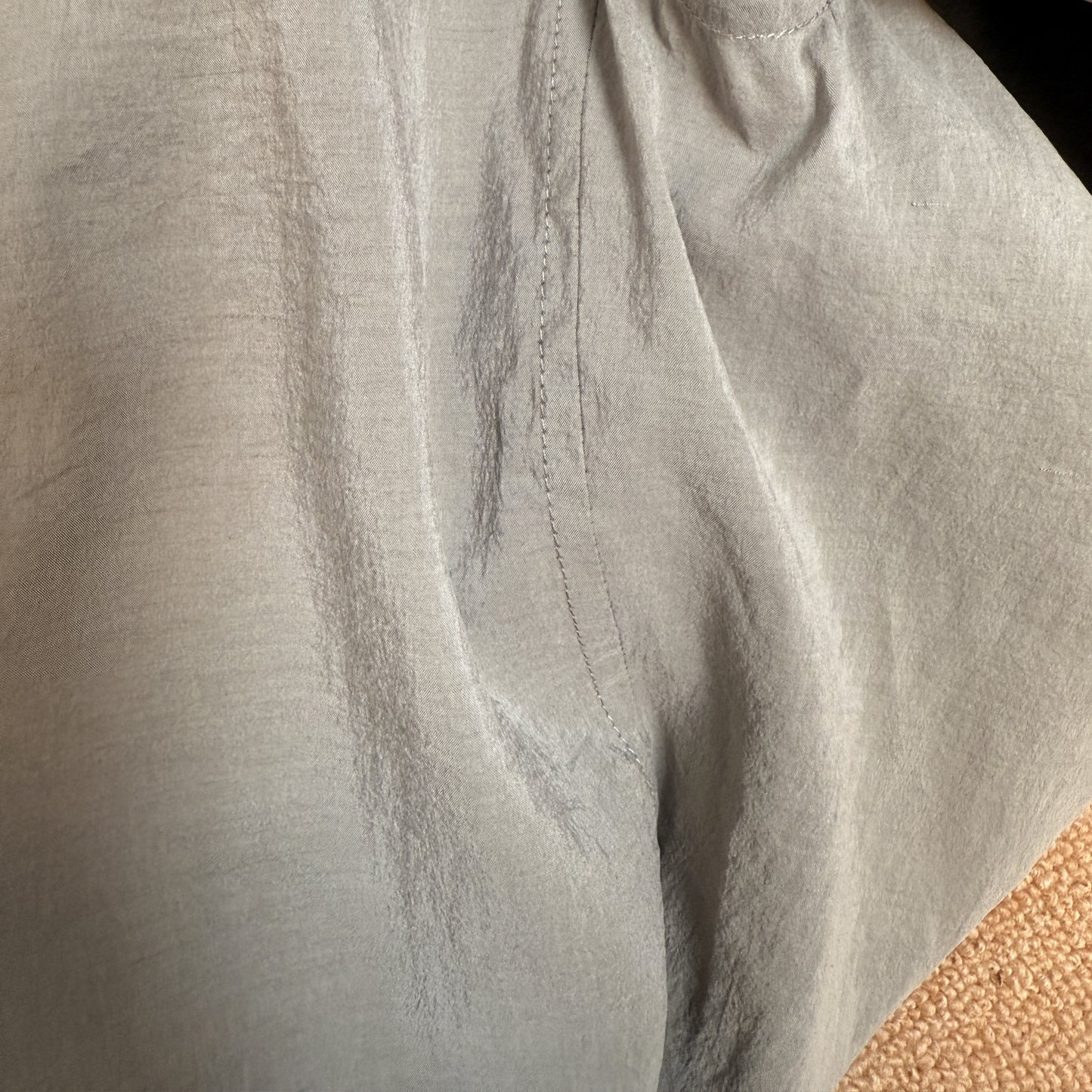 Self-made LEMAIRE 25SS New Glossy Dry Silk Shirt – Sage Green Black Edition