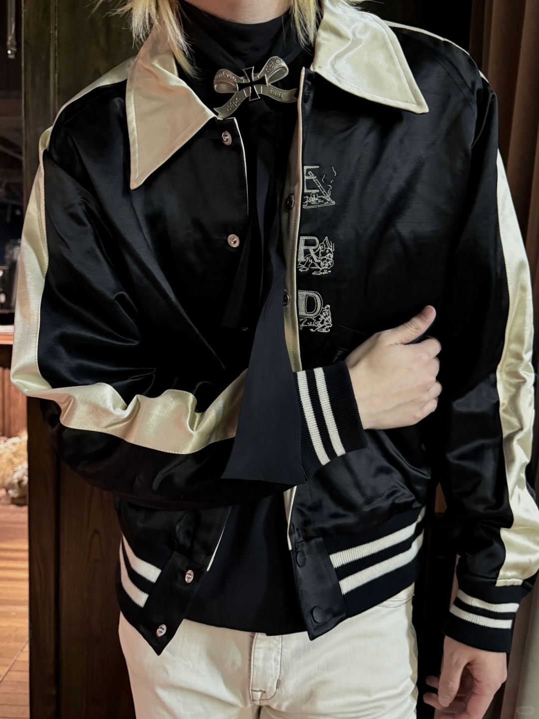 ERD AW24 'Opium Den' Varsity Jacket - Silk Court Embroidery Baseball Coat