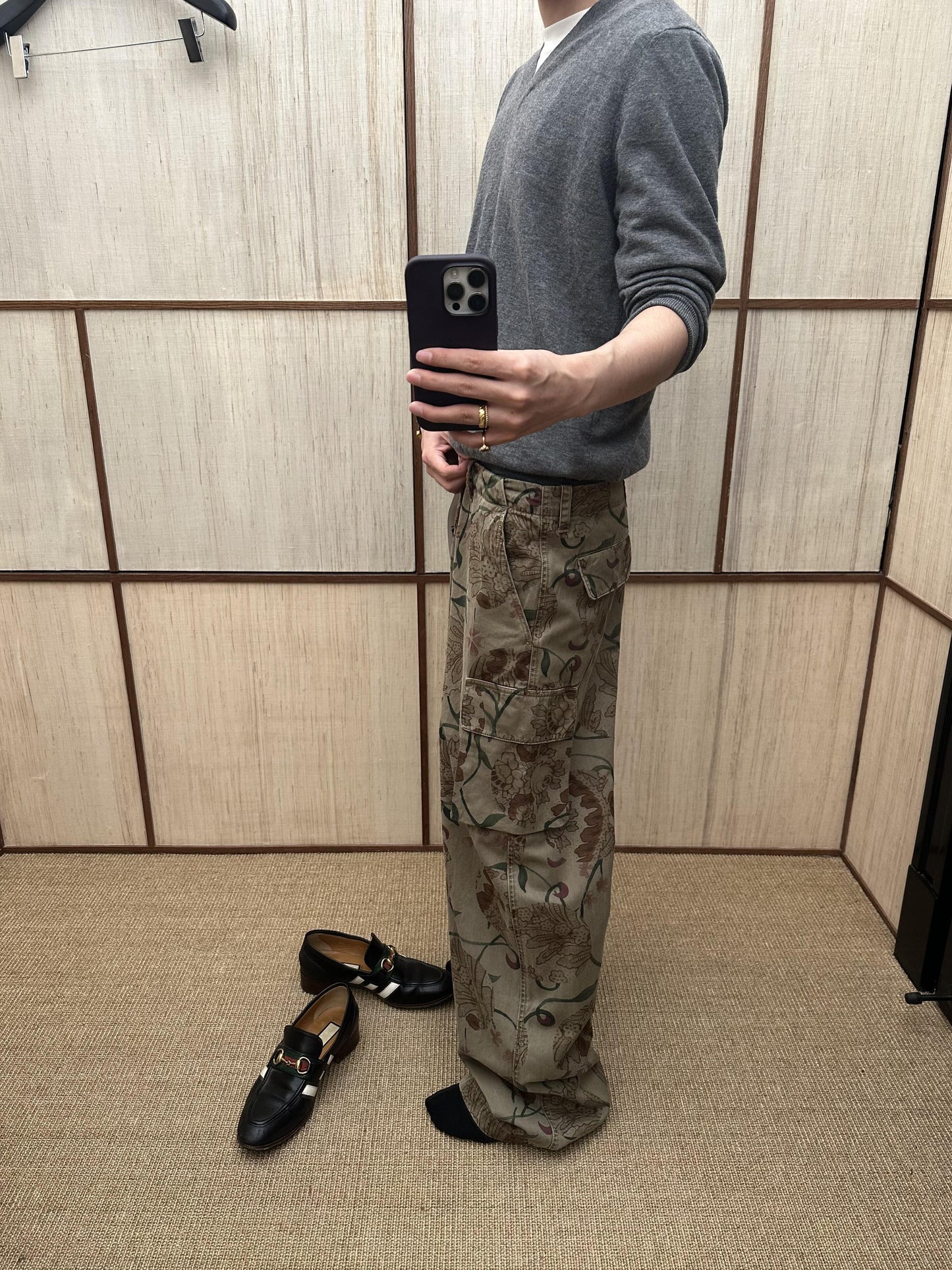 donclickin Our Legacy Floral Print Mountain Cargo Pants - Casual Brown Workwear