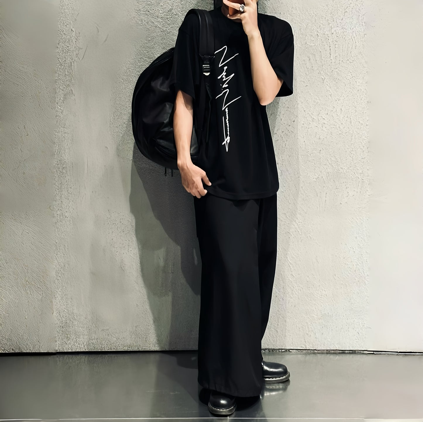 Self-made Yohji Logo Print Tee - Heavyweight Honeycomb Fabric Short Sleeve