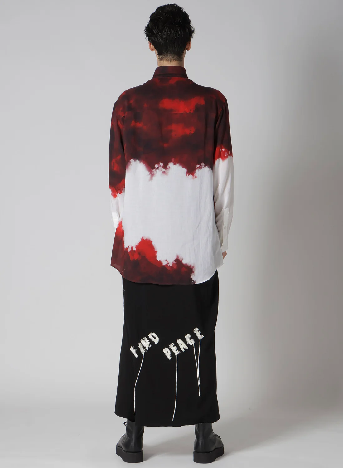 donclickin Yohji 24AW Gradient Tie-Dye Shirt – Cotton Red Ombre Design