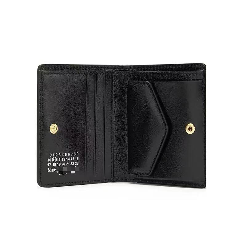 21SS Oiled Leather Wallet Card Holder – MMM Vibe Classic Four-Stitch Design