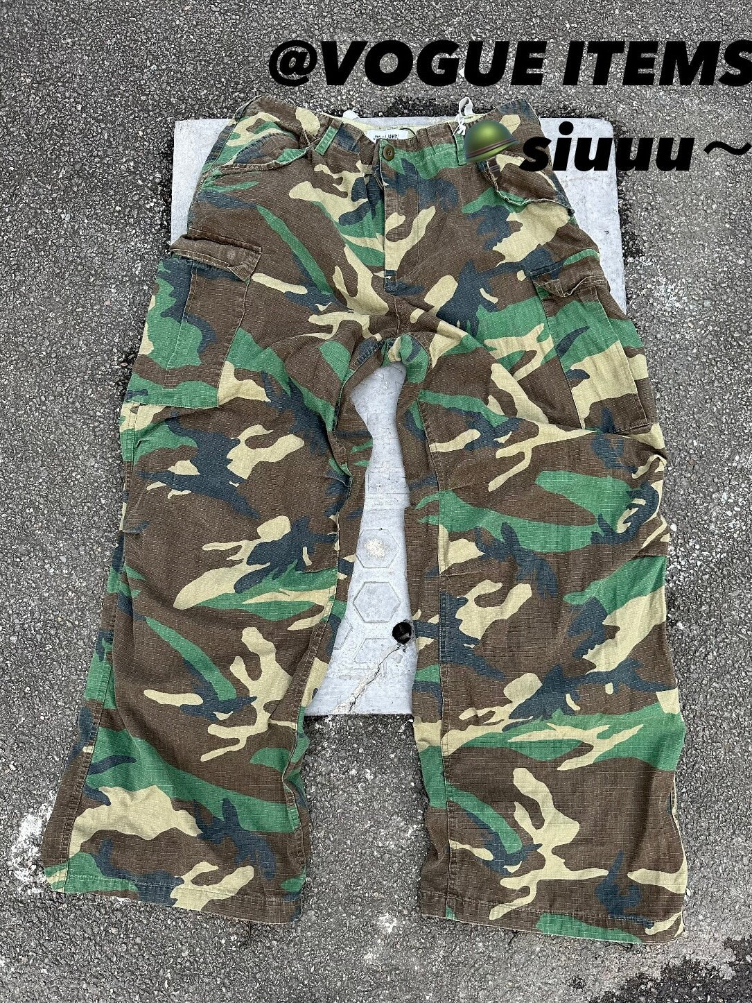 Vintage M65 Remake Camo Work Pants - Baggy Wide-Leg Trousers Playboi Carti