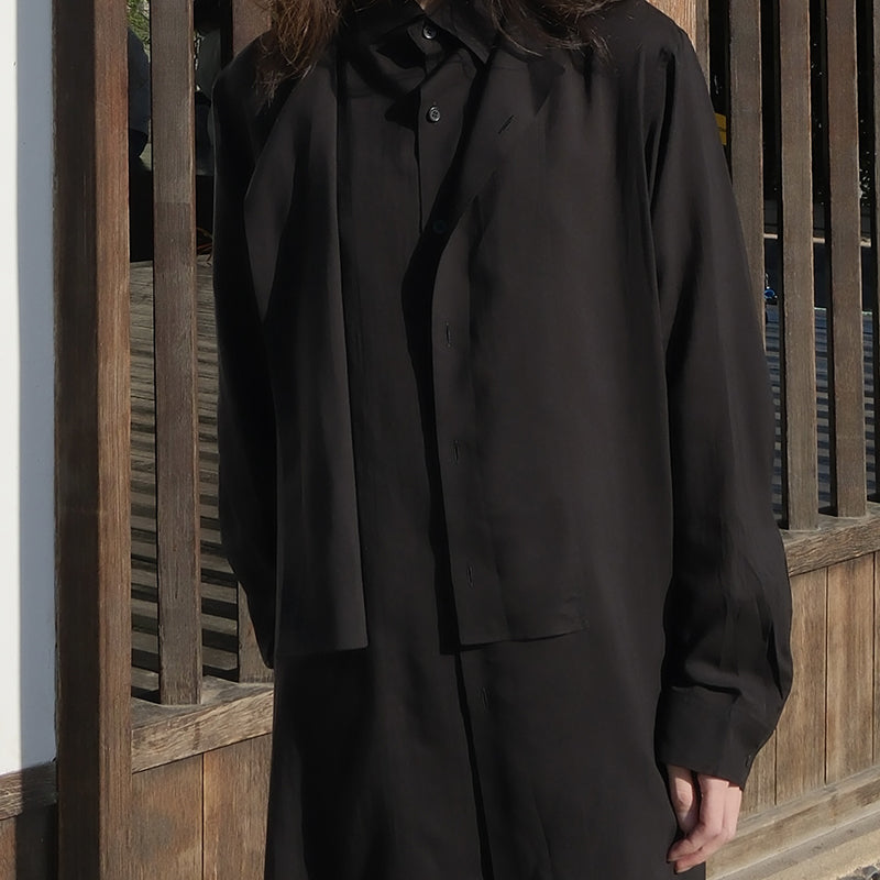 Self-made Yohji Darkwear Shirt - Double Placket Court Collar Blouse (Core Collection)