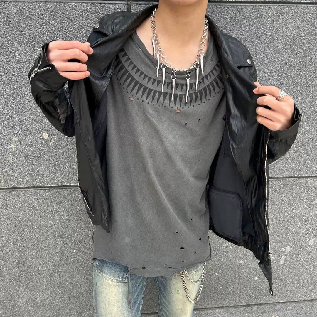 Donclickin undercover 06SS Leather Biker Jacket – Vintage Punk High-Street Zip