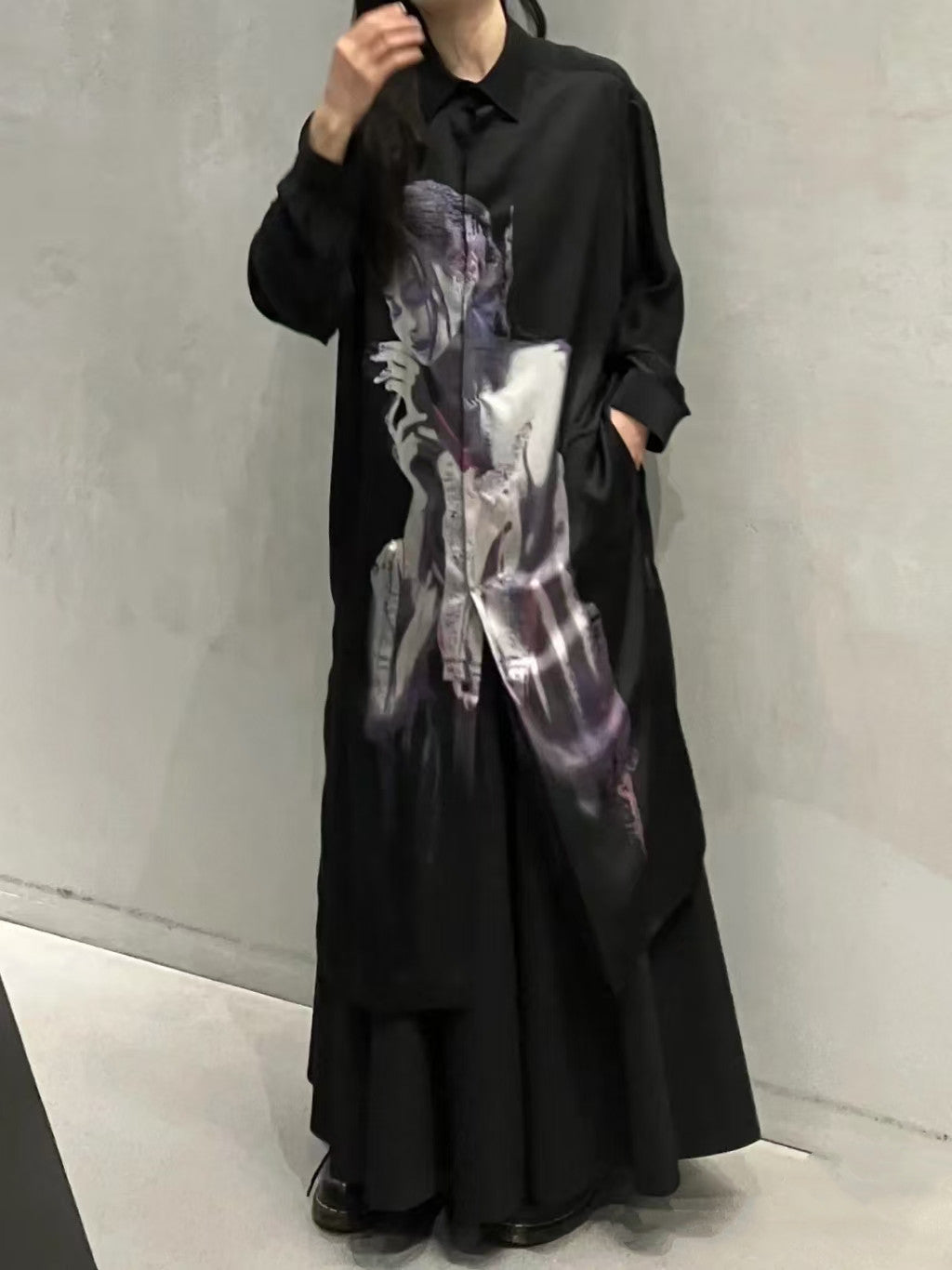 Self-made Yohji Portrait Print Shirt - Oversized Longline Designer Unisex Blouse