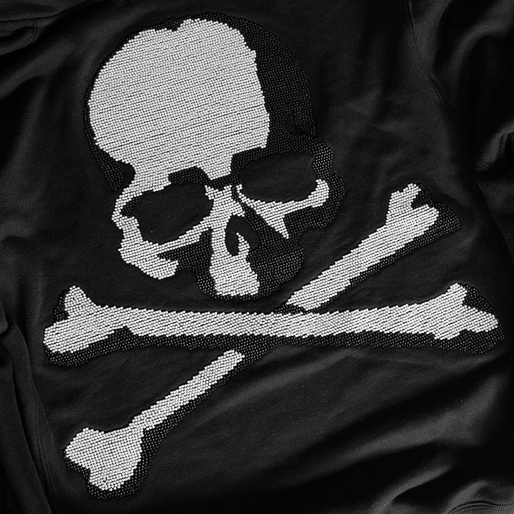 MASTERMIND Dark Skull Bead Embroidery Heavyweight Loose Fit Zip-Up Hoodie