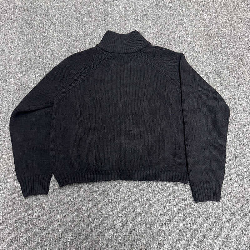 Our Legacy Vibe Double-Zip Wool Knit Sweater – Cropped Wide-Fit Half Turtleneck