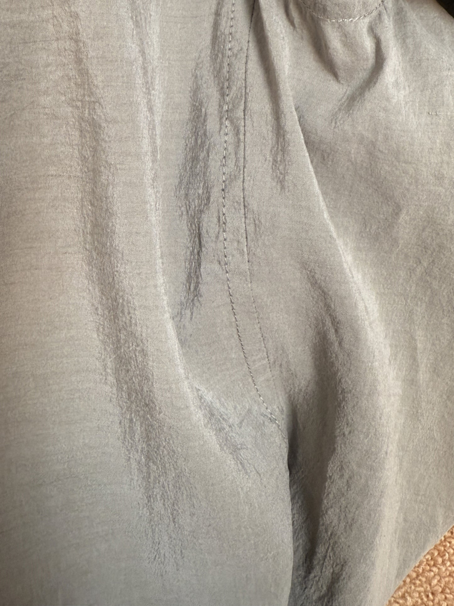 Self-made LEMAIRE 25SS New Glossy Dry Silk Shirt – Sage Green Black Edition