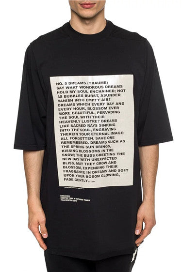 Self-made Dark Avant-garde Rick Owen Slogan RO Print Oversized Short Sleeve Tee