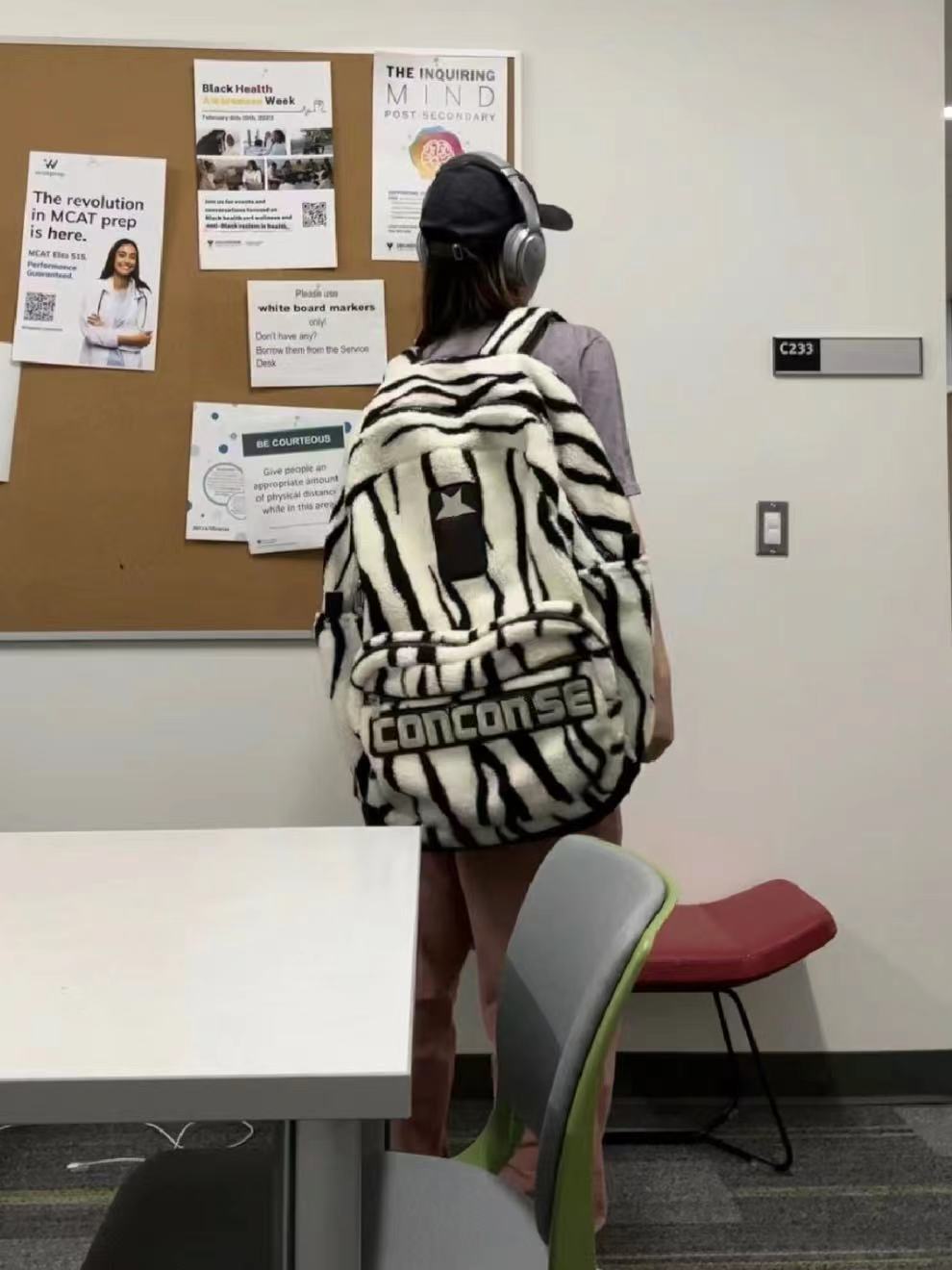 Custom-made RO Rick Owens Collaboration Zebra Stripe Large Street Plush Backpack