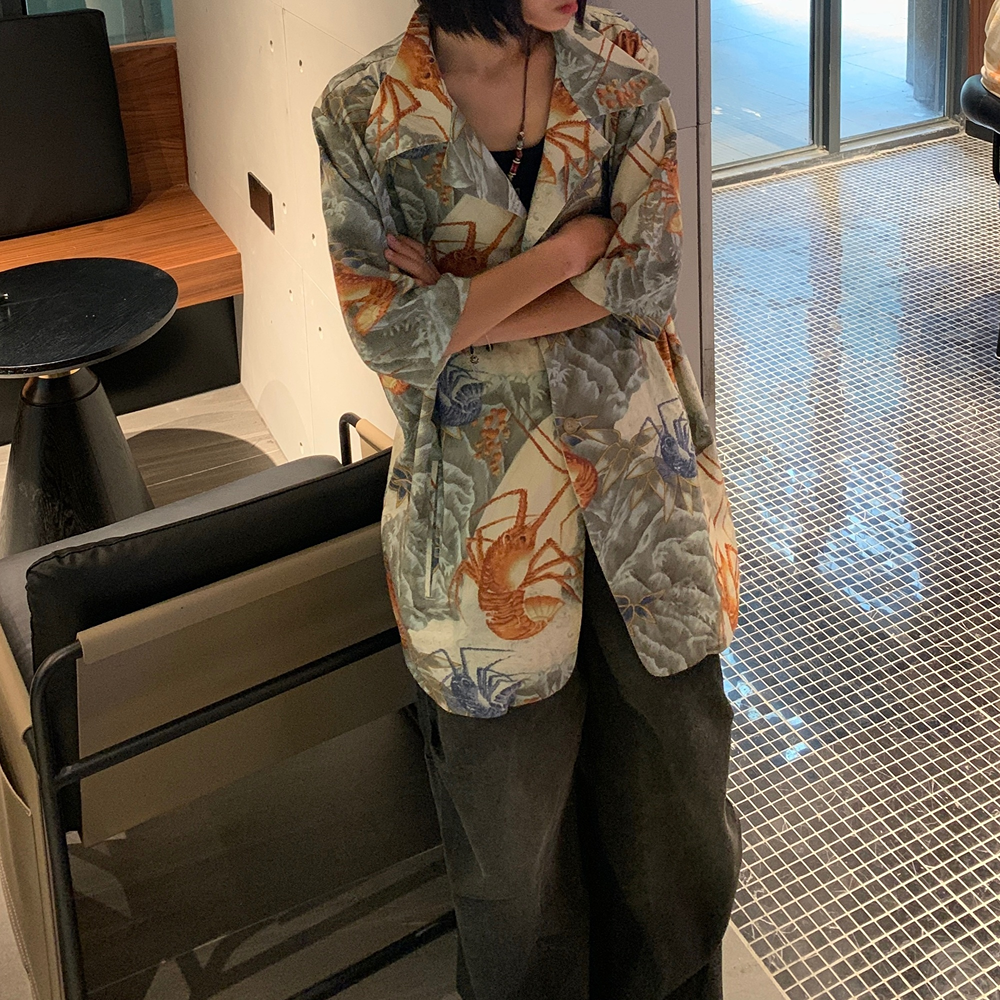 Self-made Yohji 97ss Archive Collection -Ink Lobster Hawaiian Shirt Suit Jackets