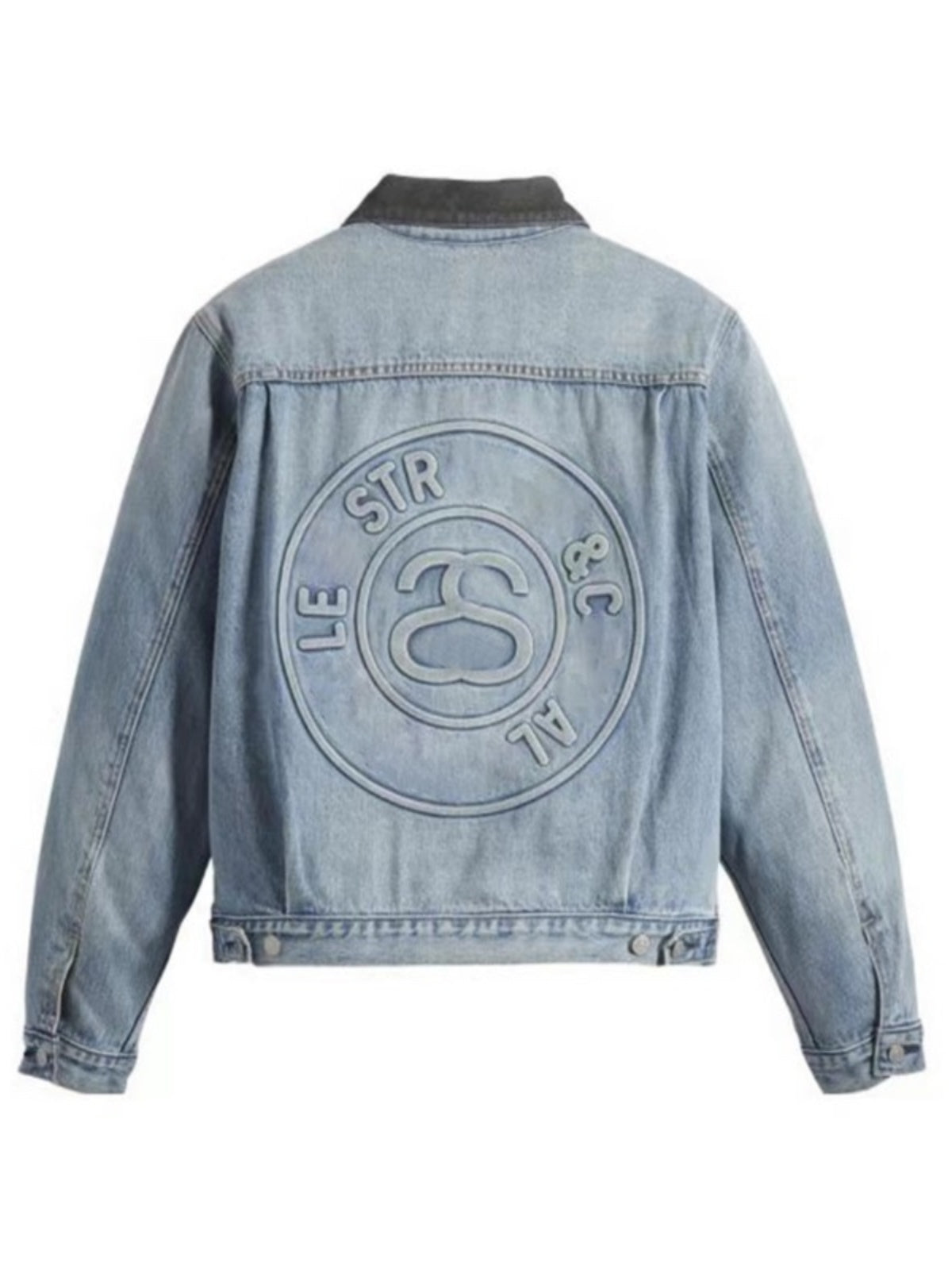 Self-made Stussy Embossed 8 ball X Levis Jacket Washed Denim Outerwear