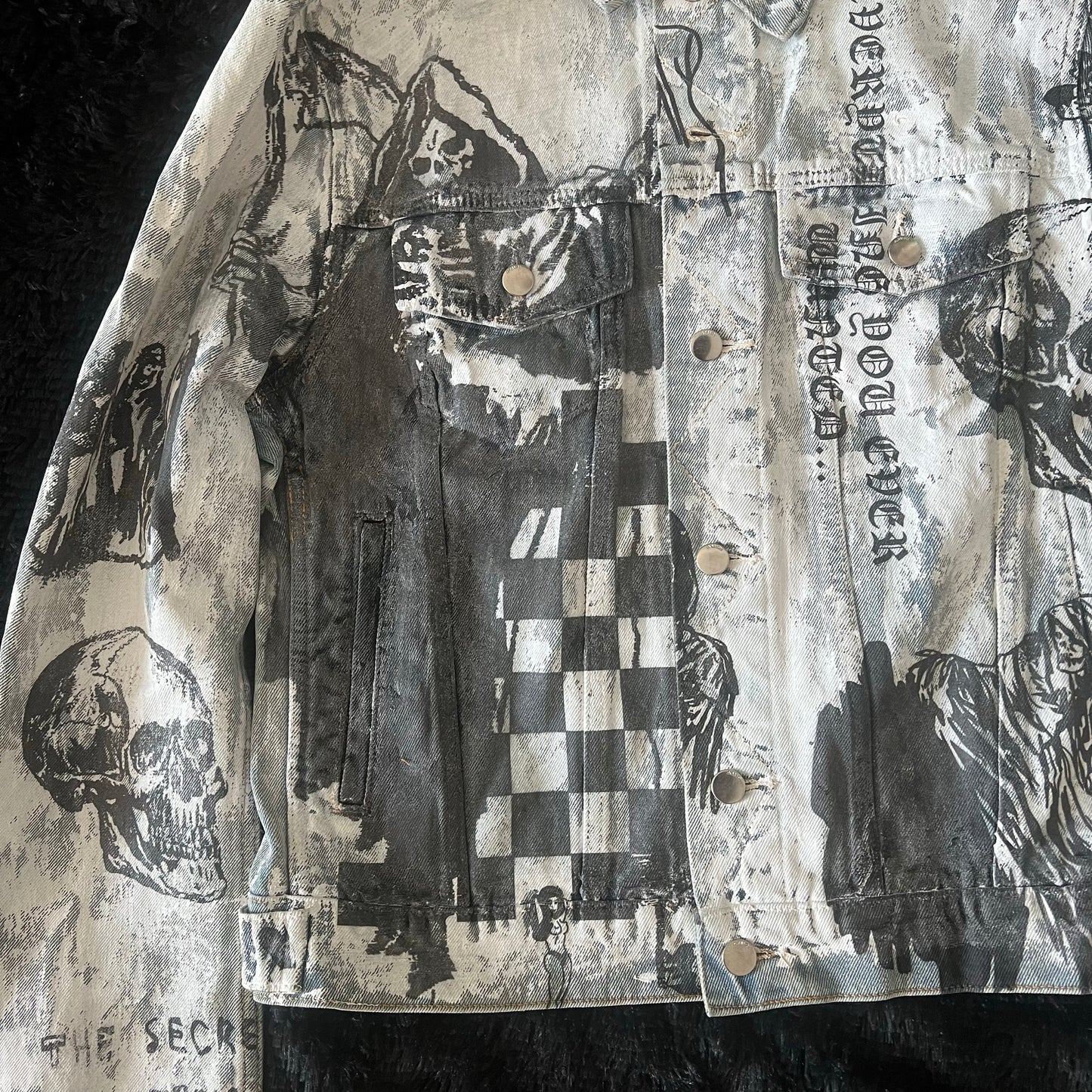 Self-made AMIRI 22FW Skull Reaper Graffiti Jackets - Hand Painted Waxed Denim