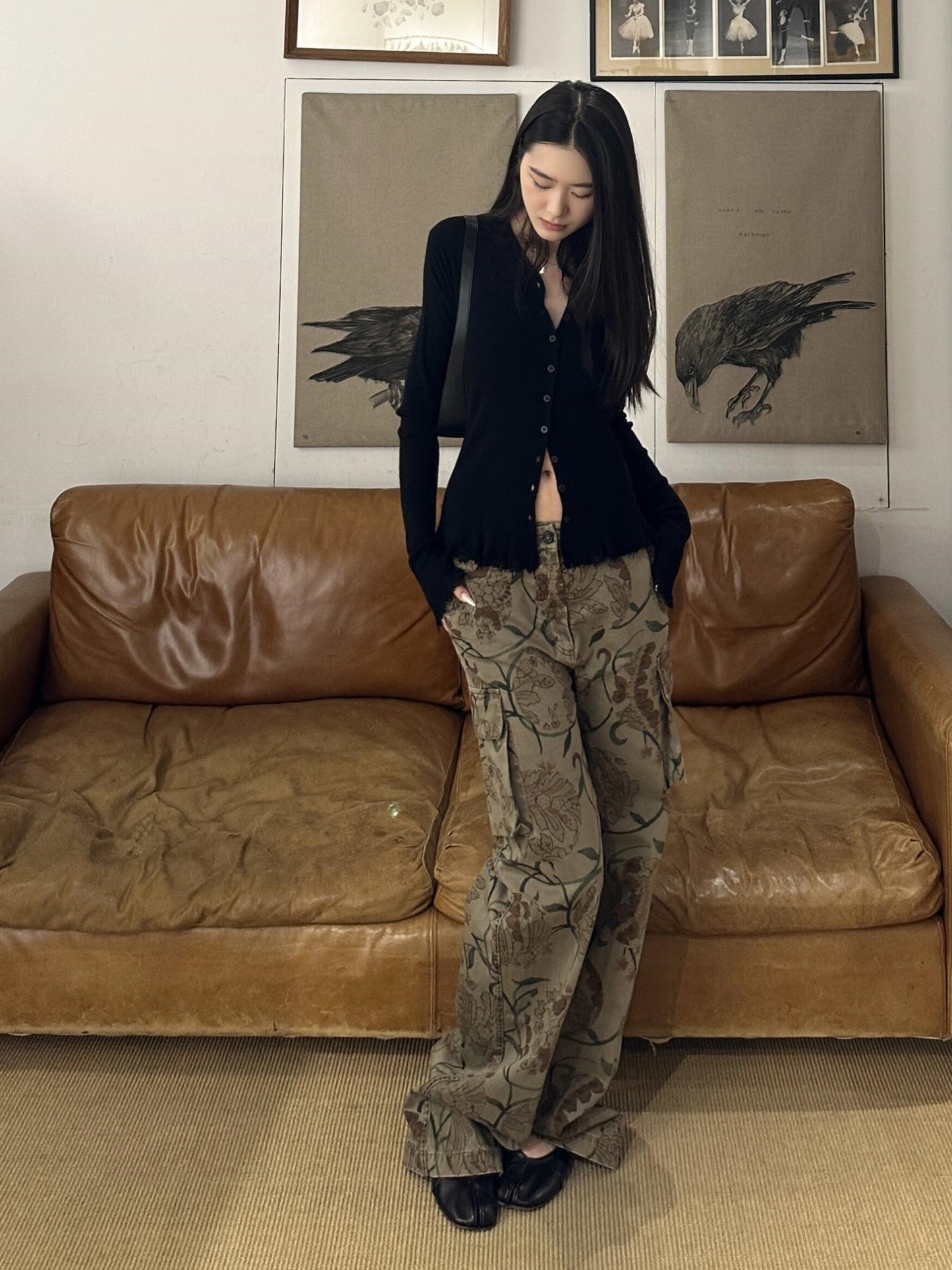 donclickin Our Legacy Floral Print Mountain Cargo Pants - Casual Brown Workwear