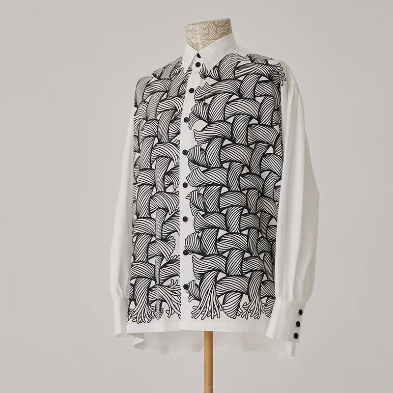 Self-made Nemeth 22SS All-Over Knot Print Shirt – Cotton Loose Fit Long Sleeve