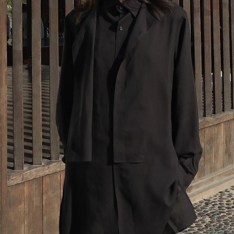 Self-made Yohji Darkwear Shirt - Double Placket Court Collar Blouse (Core Collection)
