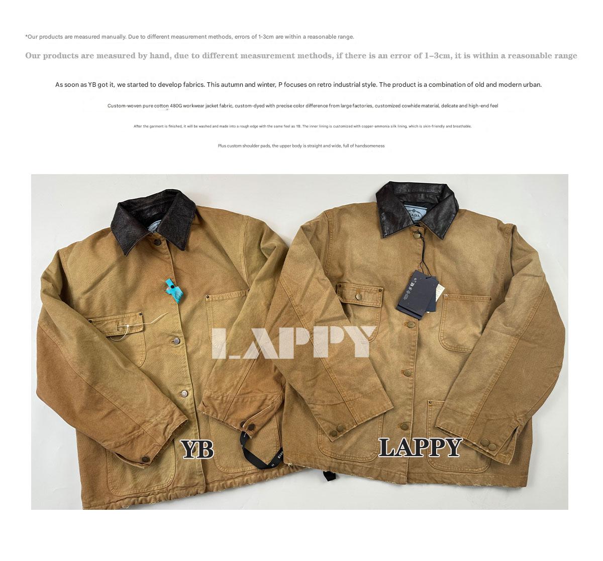 24SS Goatskin Patchwork Workwear Jacket with Leather Collar-Oversized Silhouette