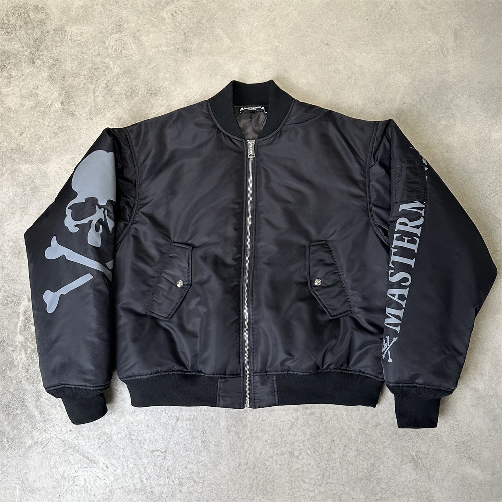MMJ FW24 Heavyweight Padded Flight Bomber - Mastermind Black Military Jackets