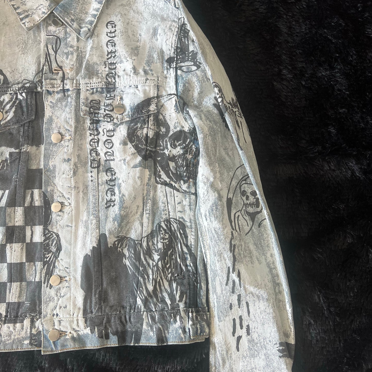 Self-made AMIRI 22FW Skull Reaper Graffiti Jackets - Hand Painted Waxed Denim
