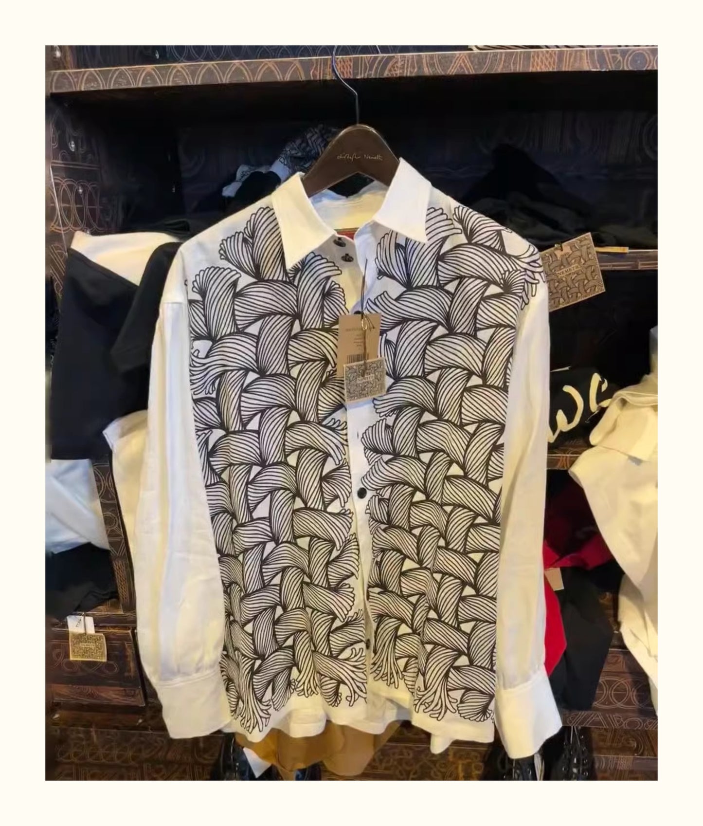 Self-made Nemeth 22SS All-Over Knot Print Shirt – Cotton Loose Fit Long Sleeve