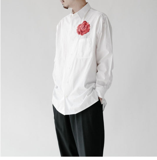Donclickin Yohji Yamamoto Floral Embroidered Shirt - Night Blooming Rose Cotton