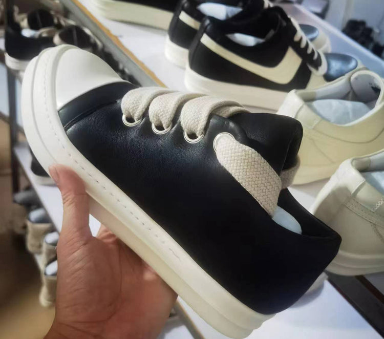 Custom-made Rick Owen Leather Platform Bread Sneakers BAPESTALOW Padded Shoes Inflatable